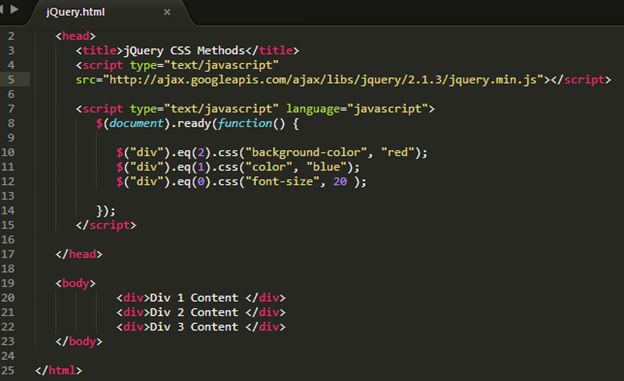 JQuery CSS Selectors Methods